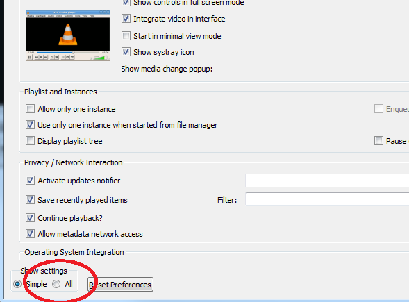 VLC - Preferences All