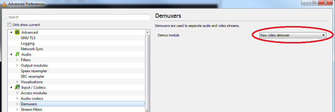 VLC - Preferences Demuxers